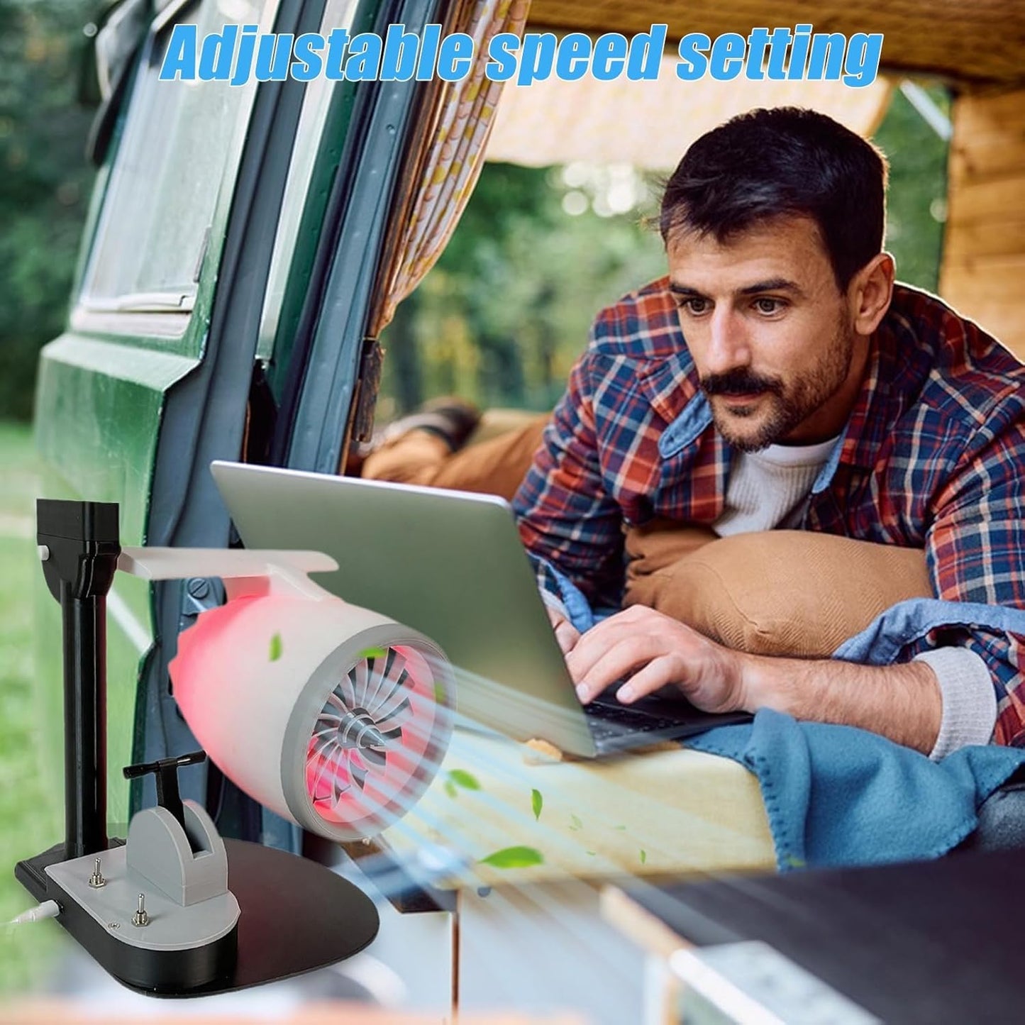 Creative Turbo Desktop Fan with Humidifier & Red Tail Lights – Plane Engine Design