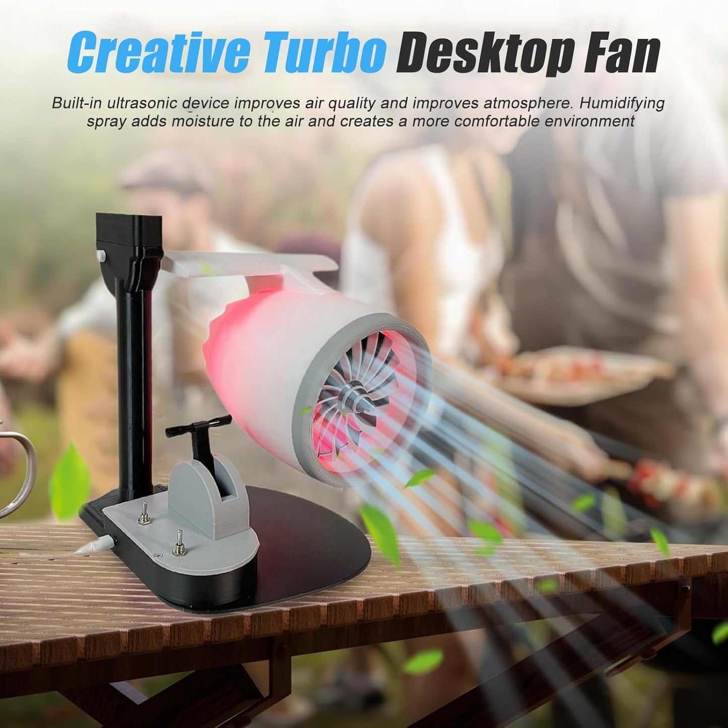 Creative Turbo Desktop Fan with Humidifier & Red Tail Lights – Plane Engine Design