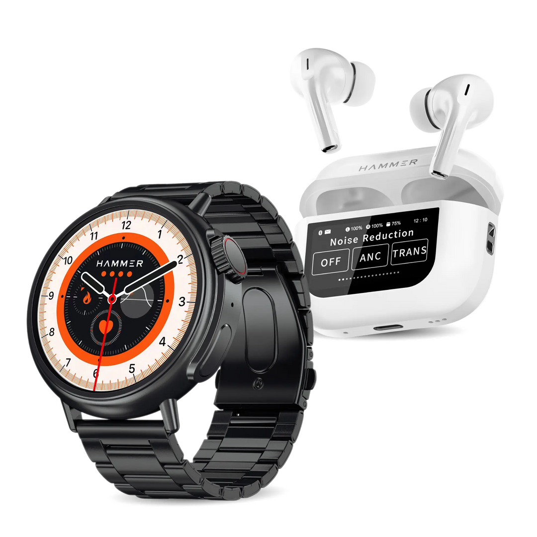 Smartwatch & Screen TWS Bluetooth Earbuds – 32dB ANC + ENC with On-Case Display