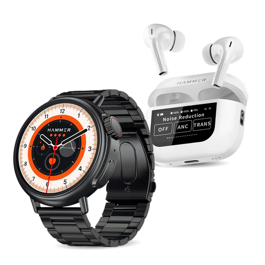 Smartwatch & Screen TWS Bluetooth Earbuds – 32dB ANC + ENC with On-Case Display